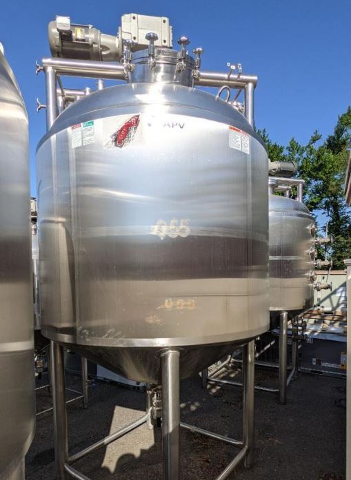 ***SOLD*** 1,000 Gallon APV Jacketed Processor / Kettle with Sweep mixer scrape surface agitation. Shell is 316L Stainless Steel Rated 40 PSI/Full Vacuum@ 350 Deg.F.. Jacket Rated 120 PSI @ 350 Deg.F.. S/N K-2021. 72